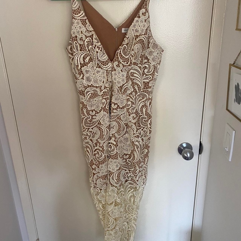 Dress the population nude and lace dress